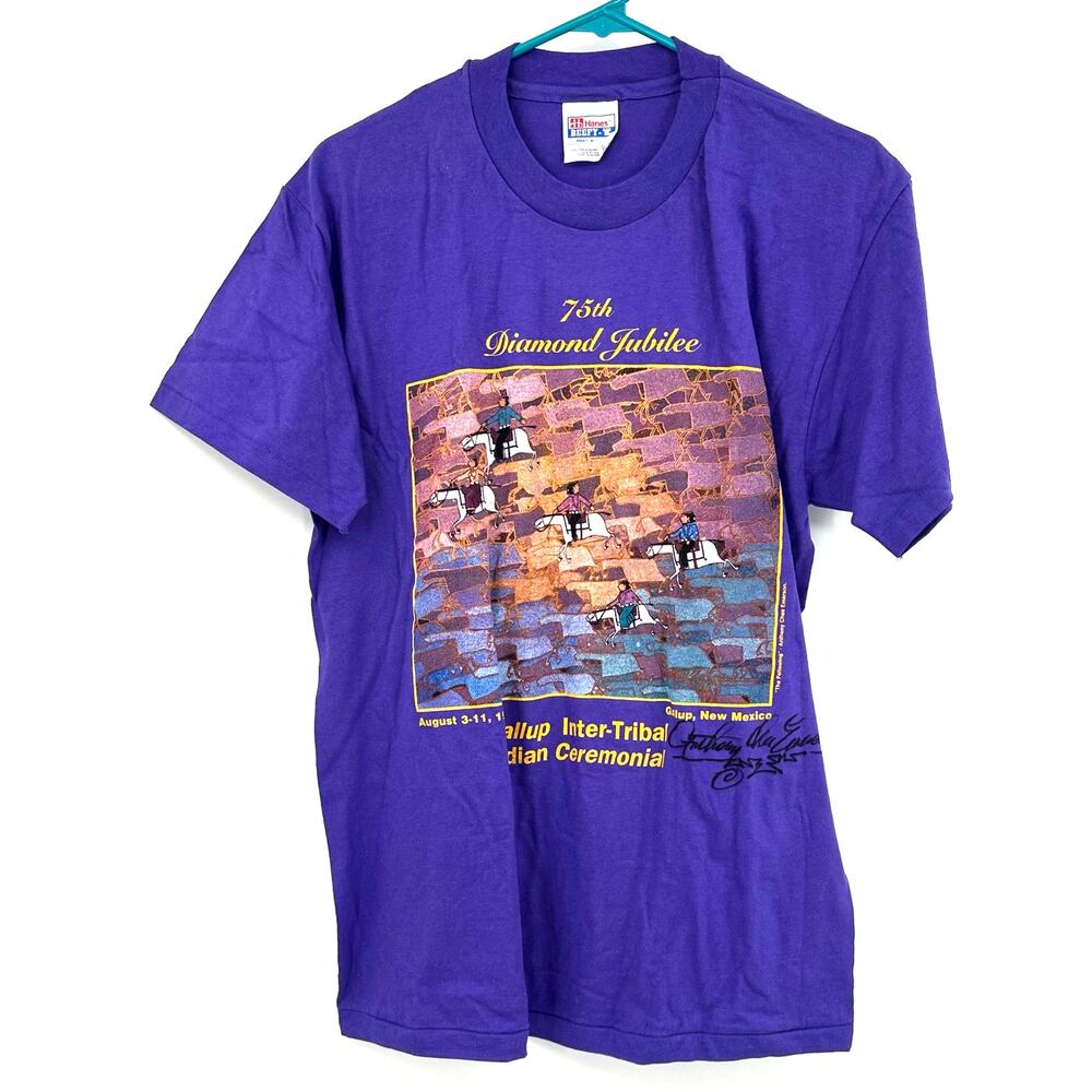 Vintage Single Stitch Hanes Beefy-T Size‎ Medium Purple T-Shirt Tee Top Shirt